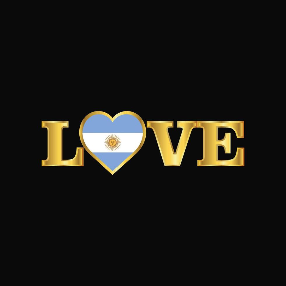 vector de diseño de bandera argentina de tipografía de amor dorado