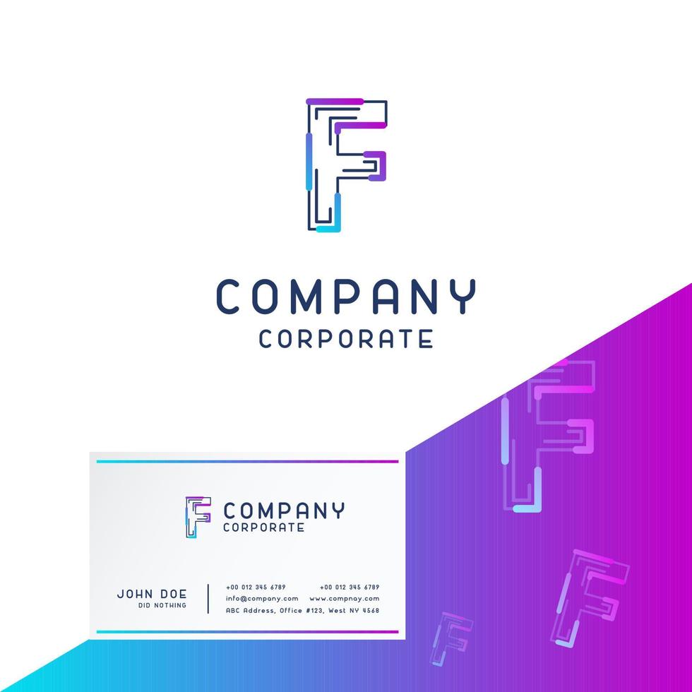 diseño del logotipo de la empresa f con vector de tarjeta de visita
