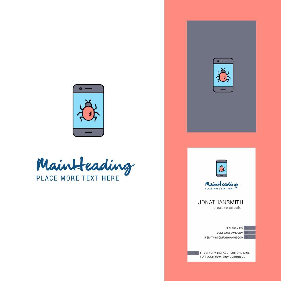 Bug on a smartphone Creative Logo and business card vertical Design Vector