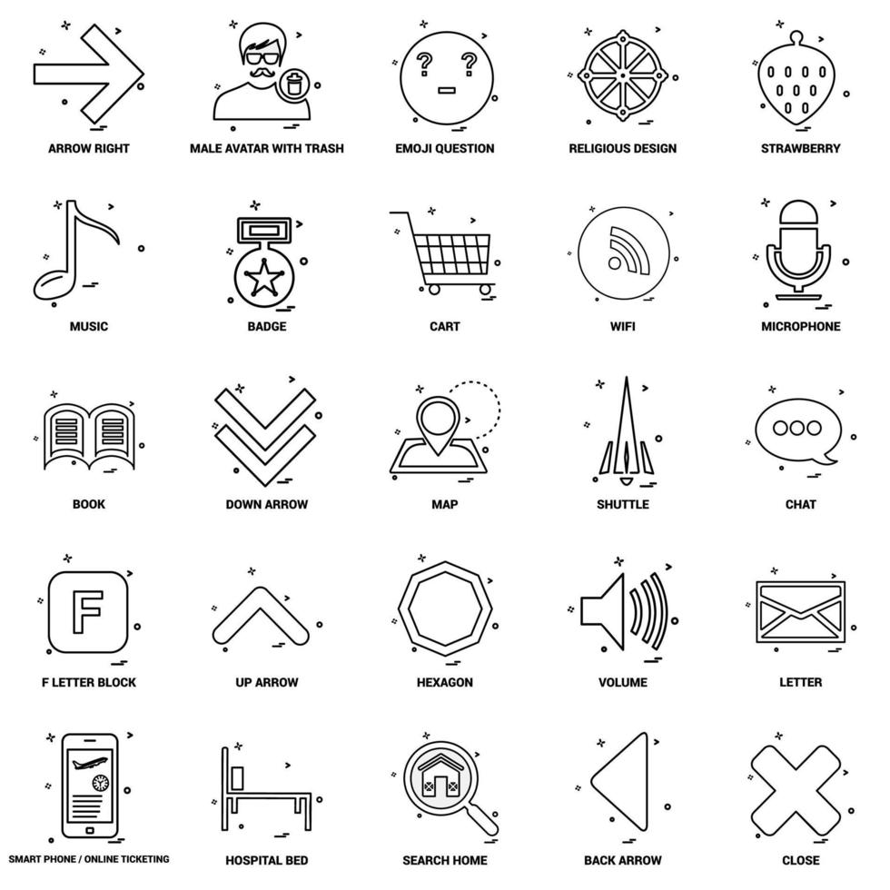 25 conjunto de iconos de línea de mezcla de concepto de negocio vector