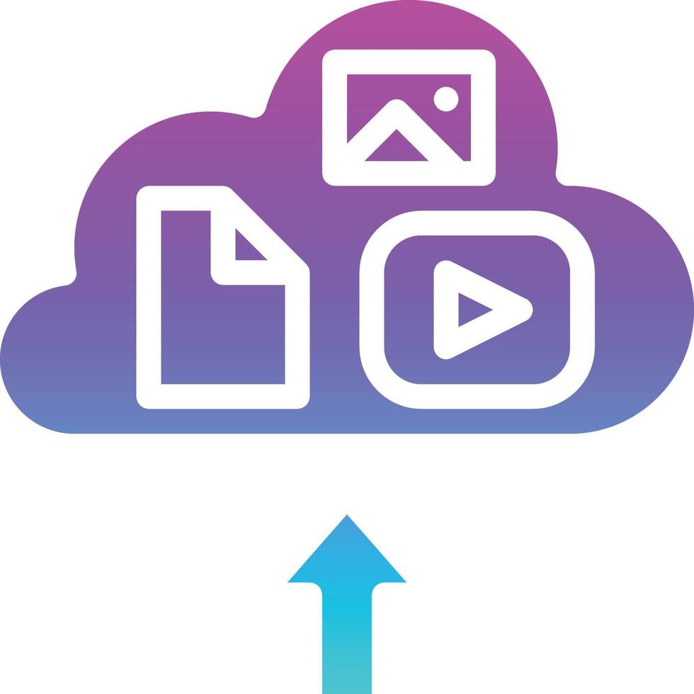 cloud storage upload server multimedia - gradient solid icon vector