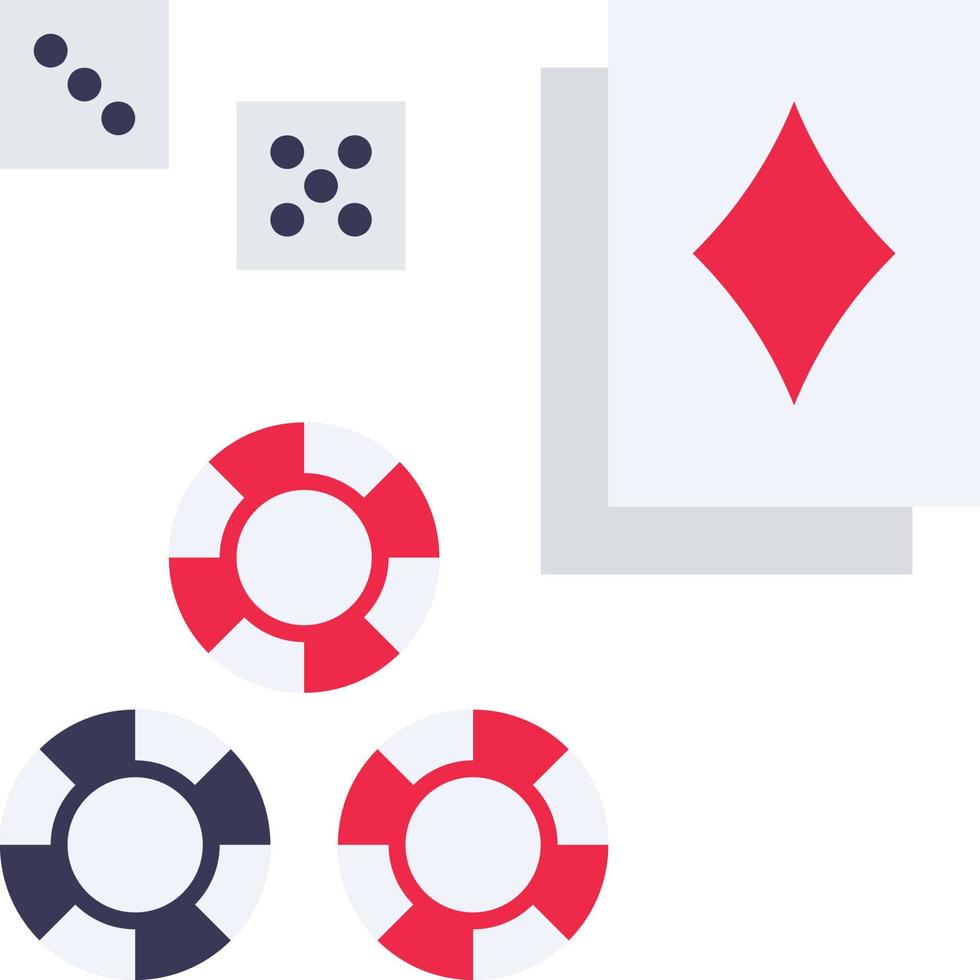 gambling casino cards chip bet - flat icon vector
