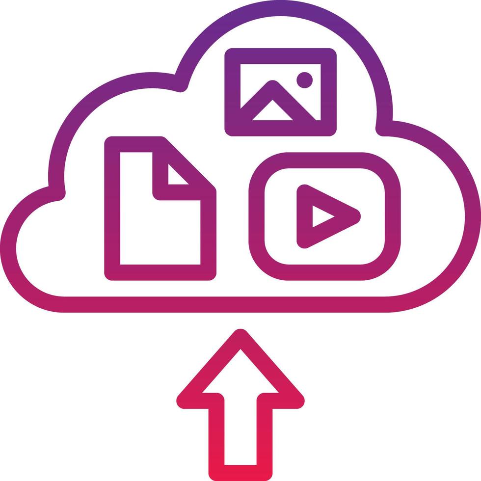 cloud storage upload server multimedia - gradient icon vector