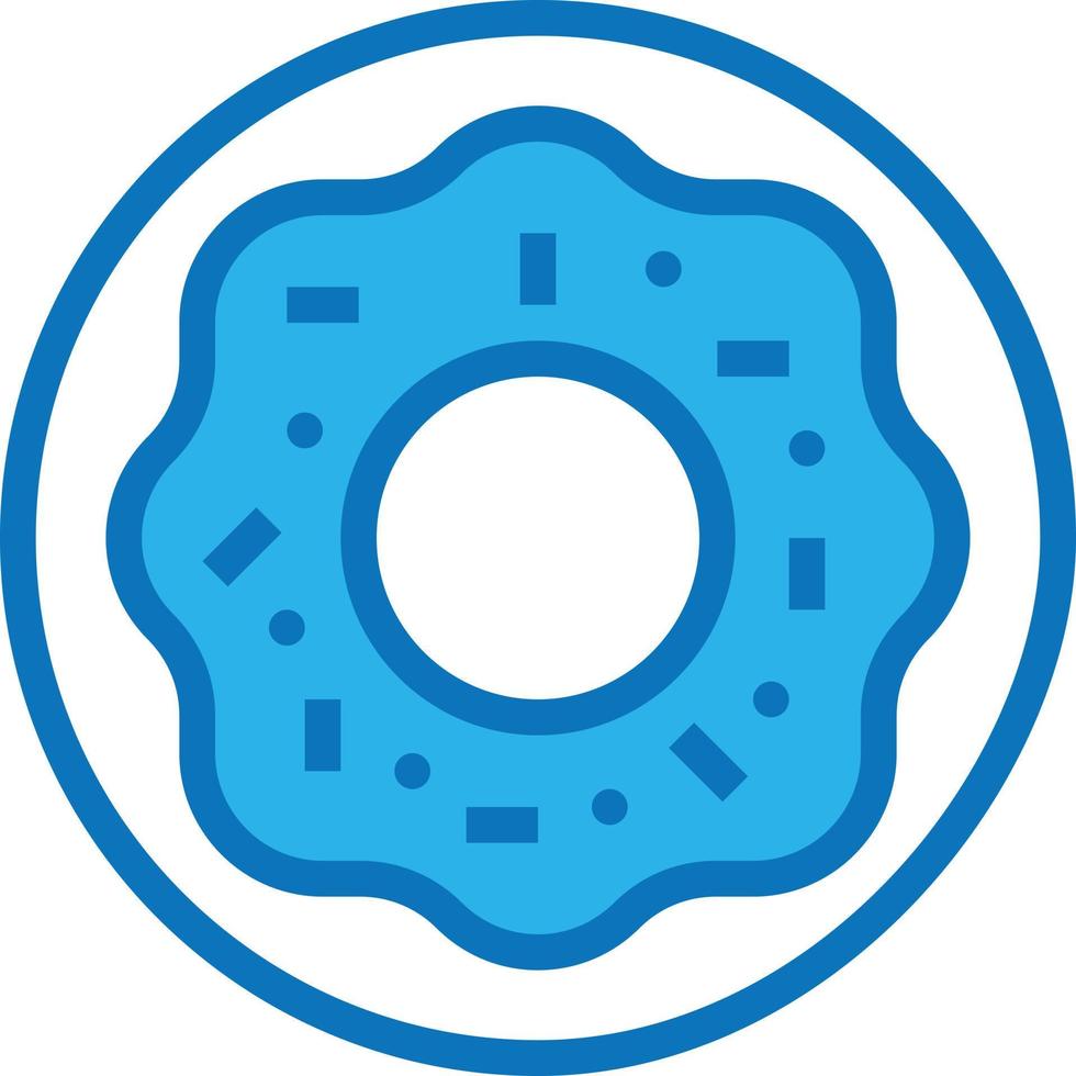 donut party dulce postre panadería - icono azul vector