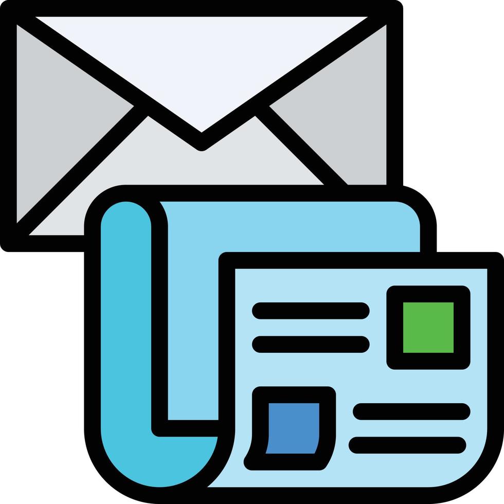 newsletter letter newspaper marketing email - filled outline icon vector