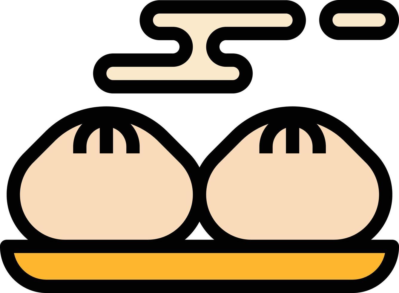 steamed bun food meal - filled outline icon vector