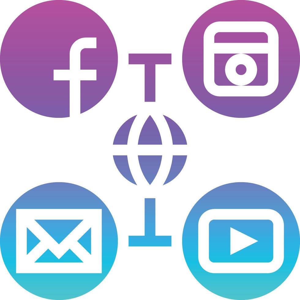 social media world multimedia online ecommerce - gradient solid icon vector