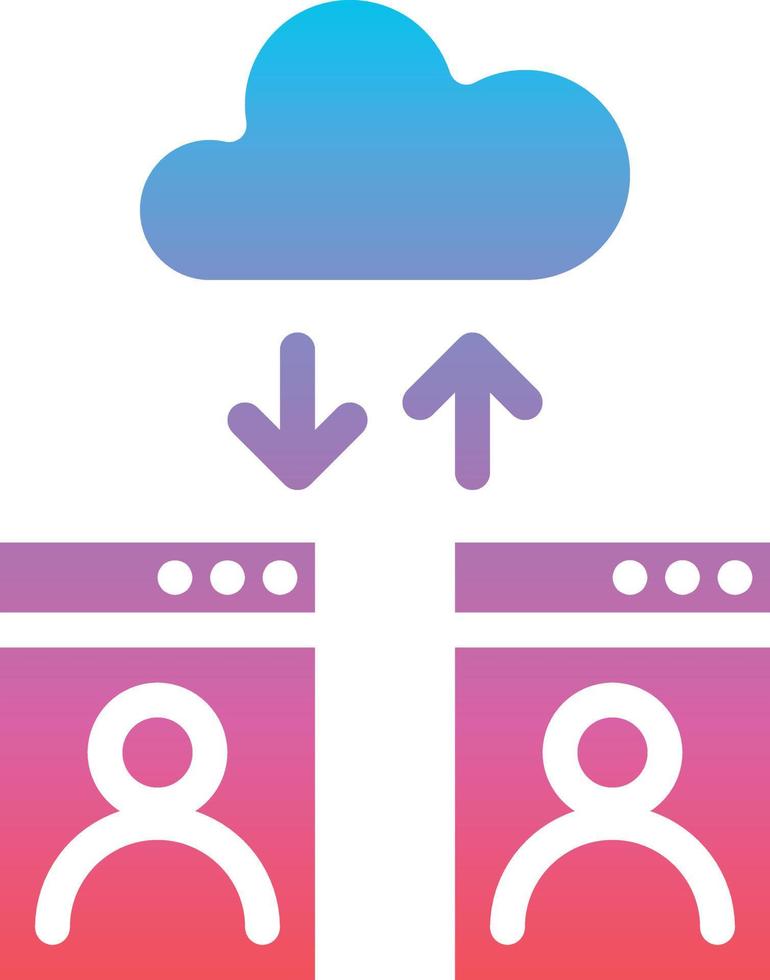 cloud computing account storage - gradient solid icon vector