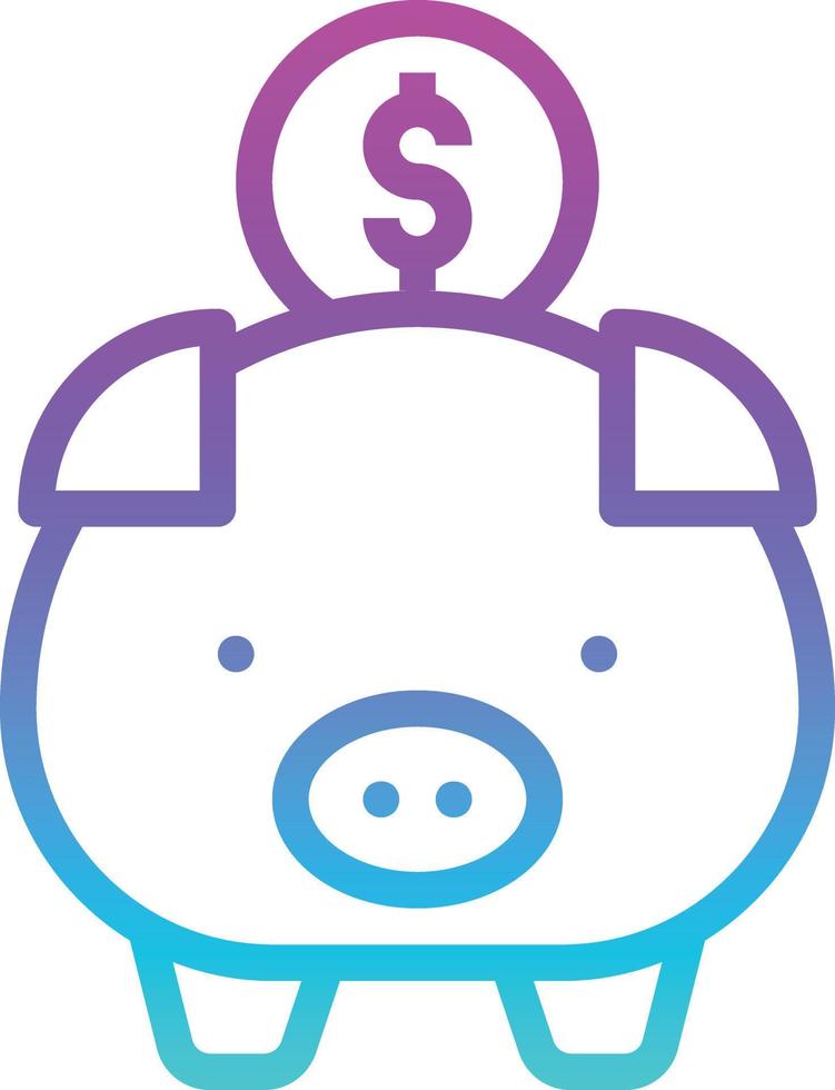 saving pig piggy bank - gradient icon vector