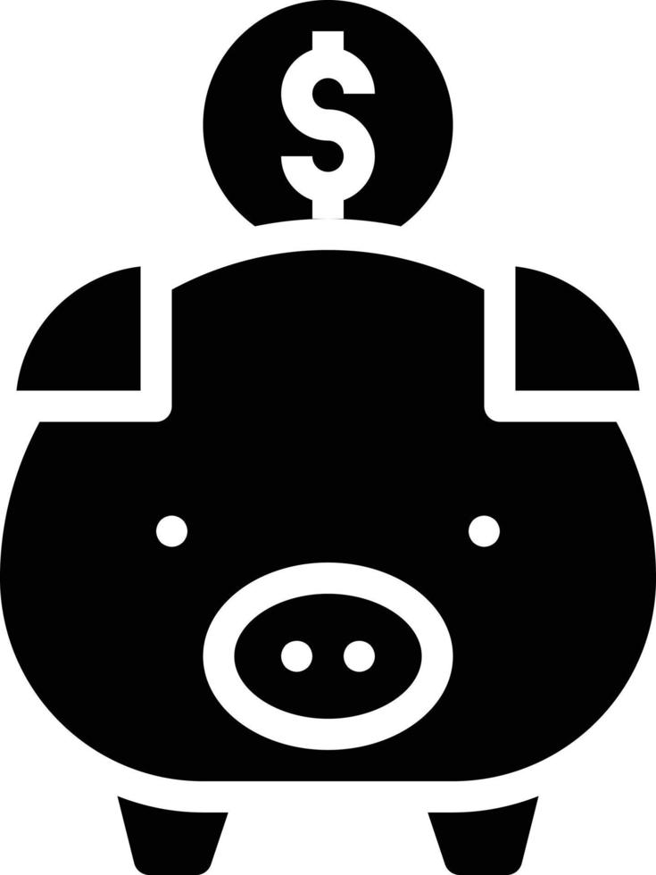 saving pig piggy bank - solid icon vector