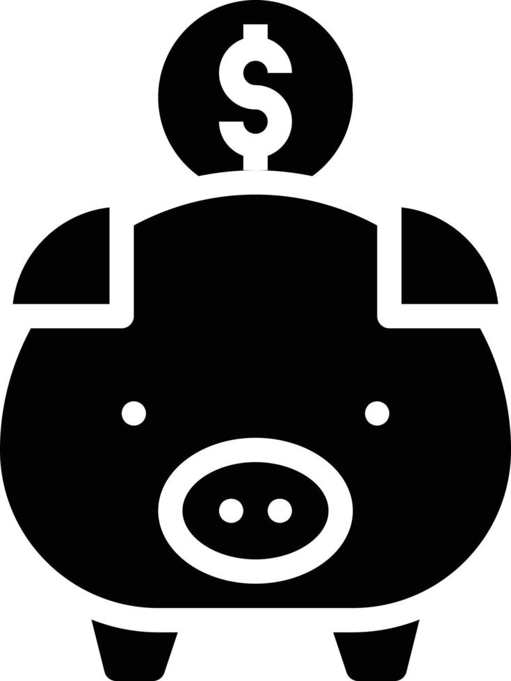 saving pig piggy bank - solid icon vector