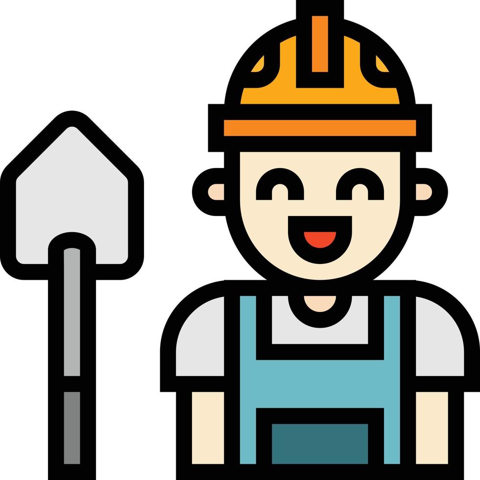 trabajador trabajo avatar construcción - icono de contorno lleno vector