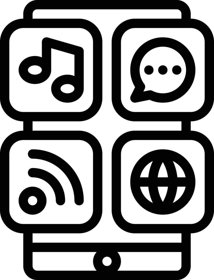 applications mobile apps smartphone multimedia - outline icon vector