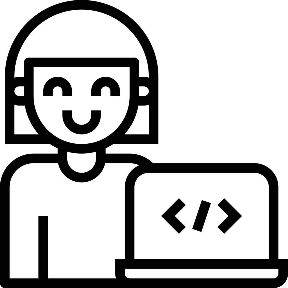developer coding programmer software development - outline icon vector