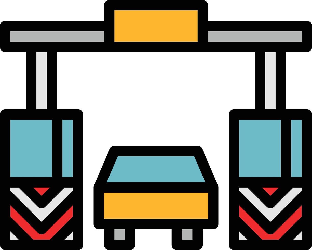 toll plaza transportation - filled outline icon vector