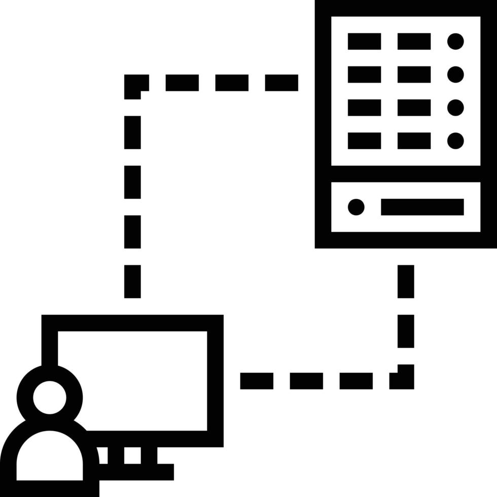 server client connection software development - outline icon vector