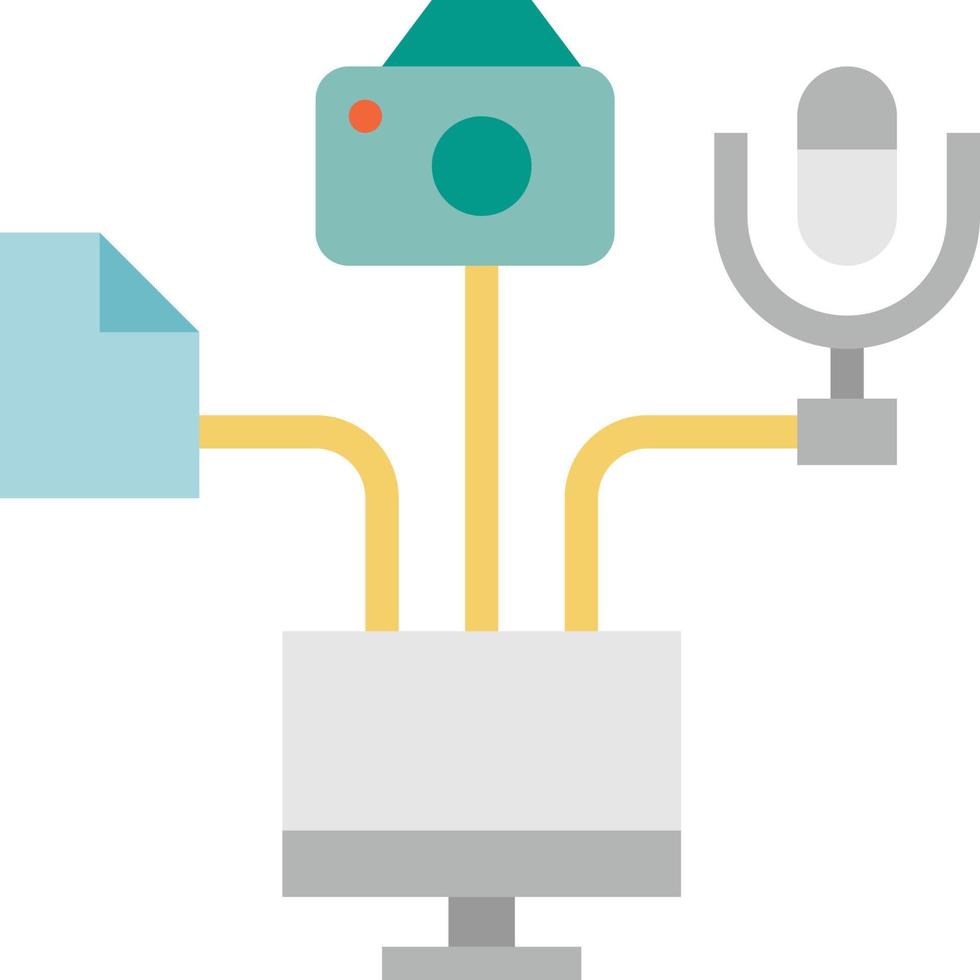 multimedia devices connect file computer - flat icon vector