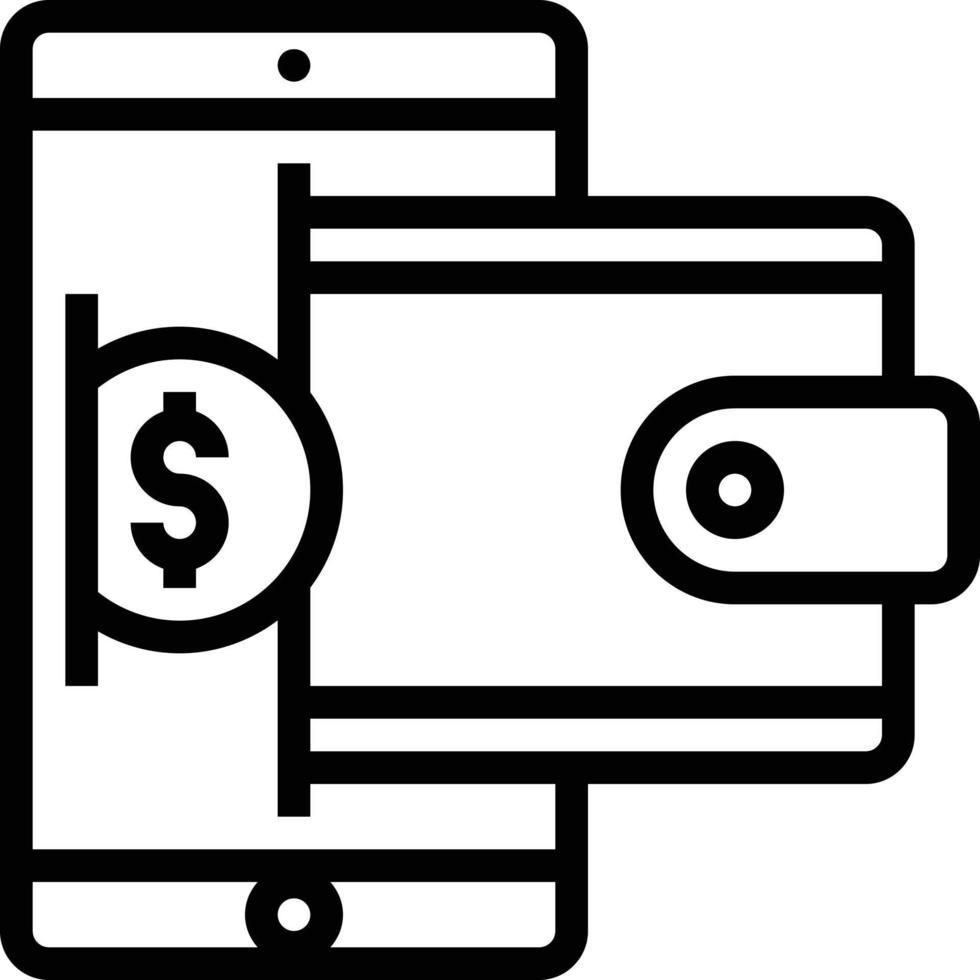 wallet digital money online ecommerce - outline icon vector