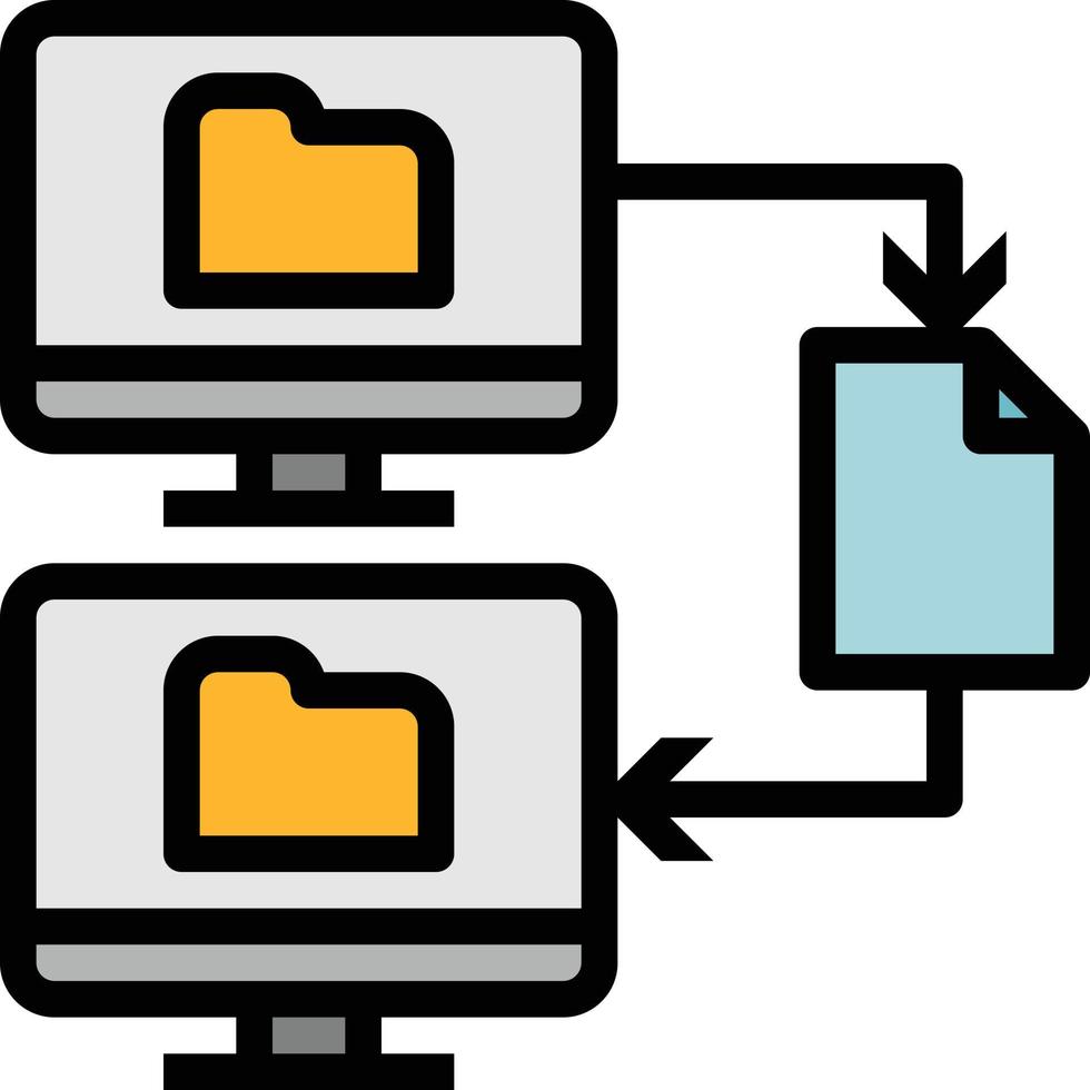 transferencia de archivos enviar redes multimedia - icono de contorno lleno vector