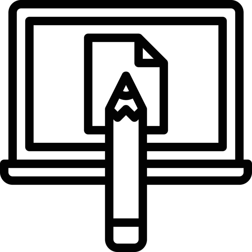 e learning draw computer art multimedia - outline icon vector