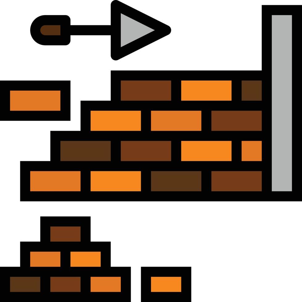 brick wall build construction - filled outline icon vector