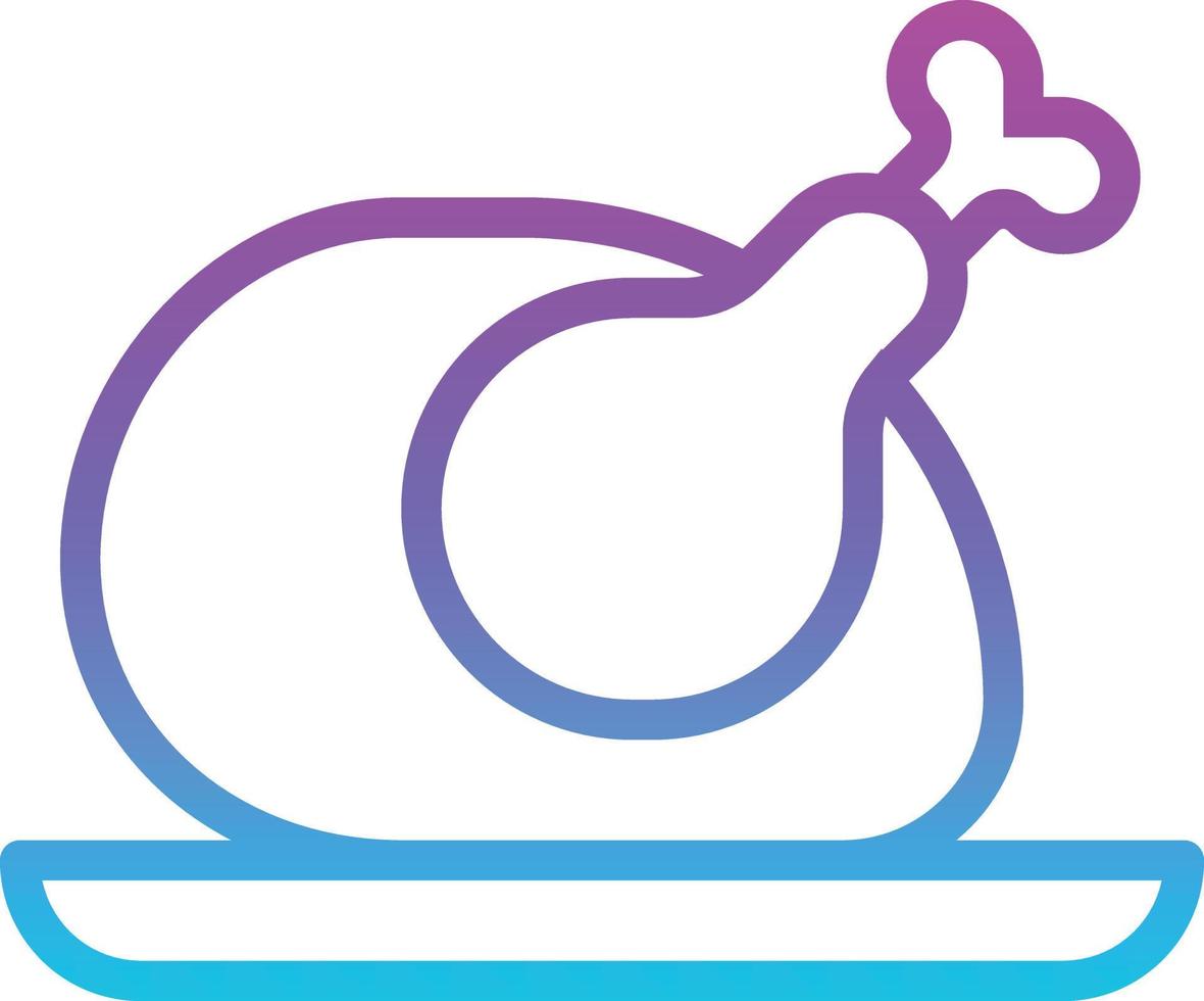 grilled chicken food - gradient icon vector