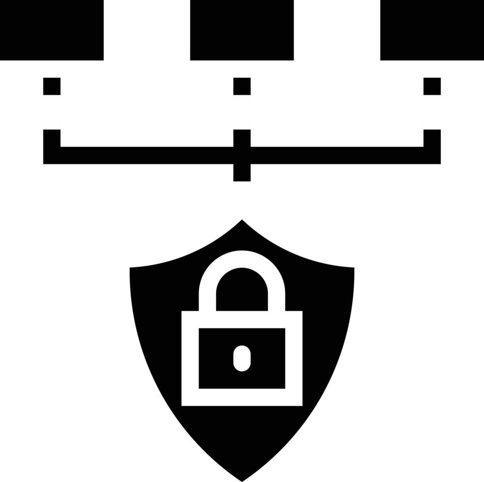 network safety protected software development - solid icon vector