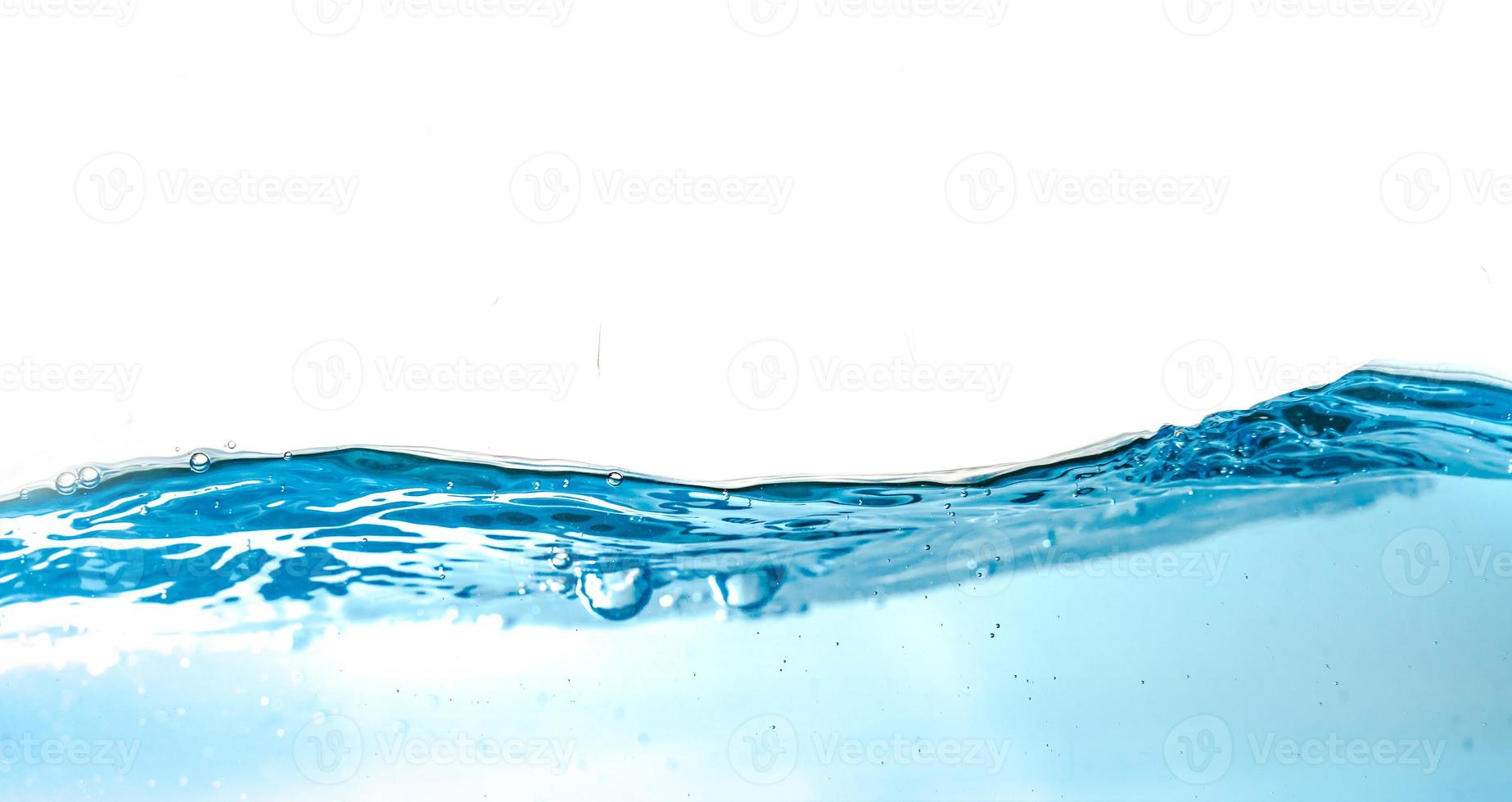 Clear water waves. Water  blue wave splash isolated on white background. Clear water waves. Water wave  and air bubbles isolated over white background. photo