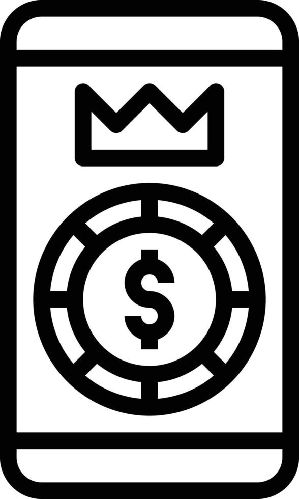 mobile casino chip king winner - outline icon vector