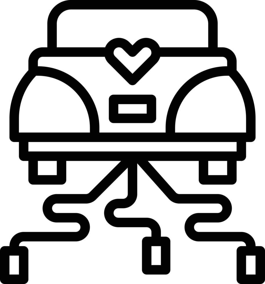 coche transporte vehículo amor corazones boda automóvil transporte amor y romance - icono de contorno vector