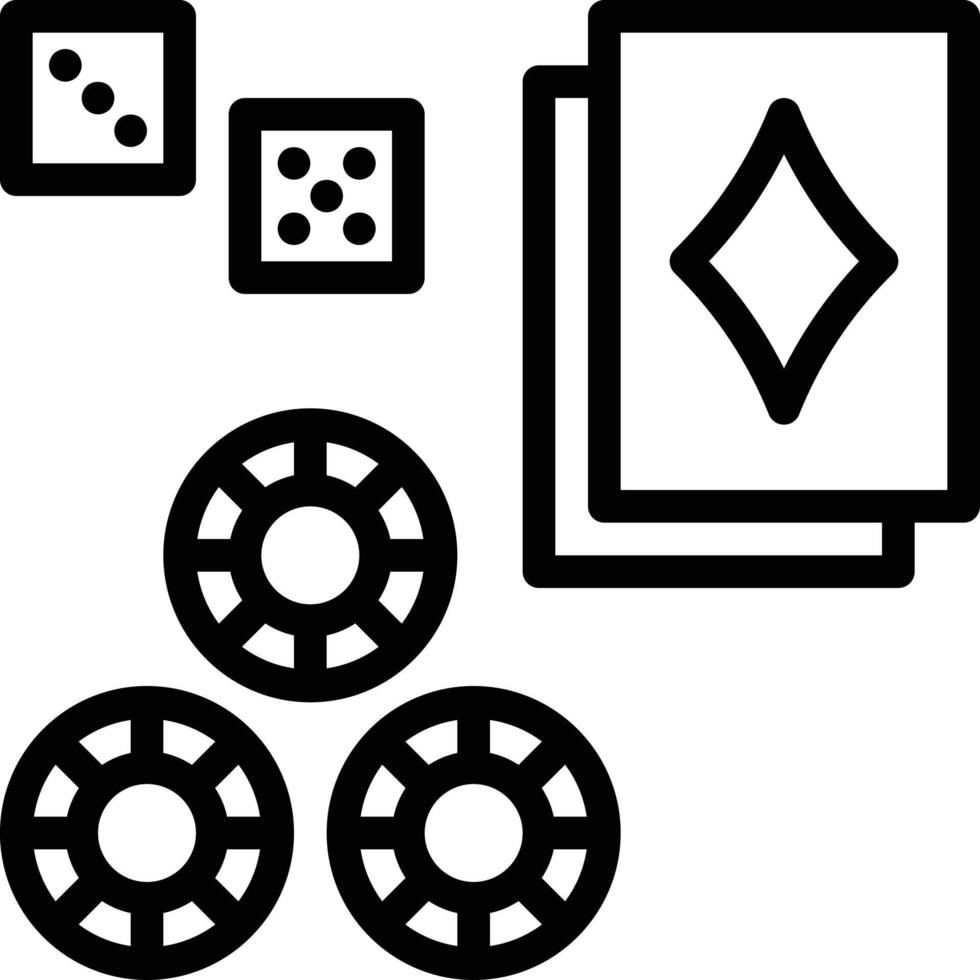 apuestas de fichas de cartas de casino - icono de contorno vector