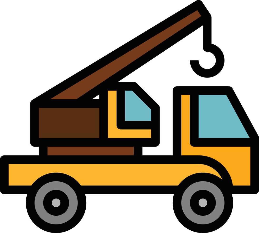 crane transportation truck - filled outline icon vector