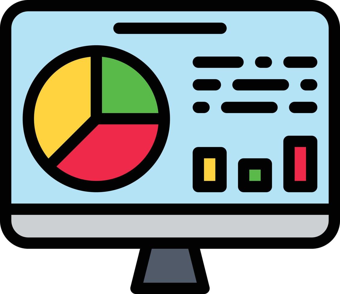 analytics analysis computer graph statistic - filled outline icon vector
