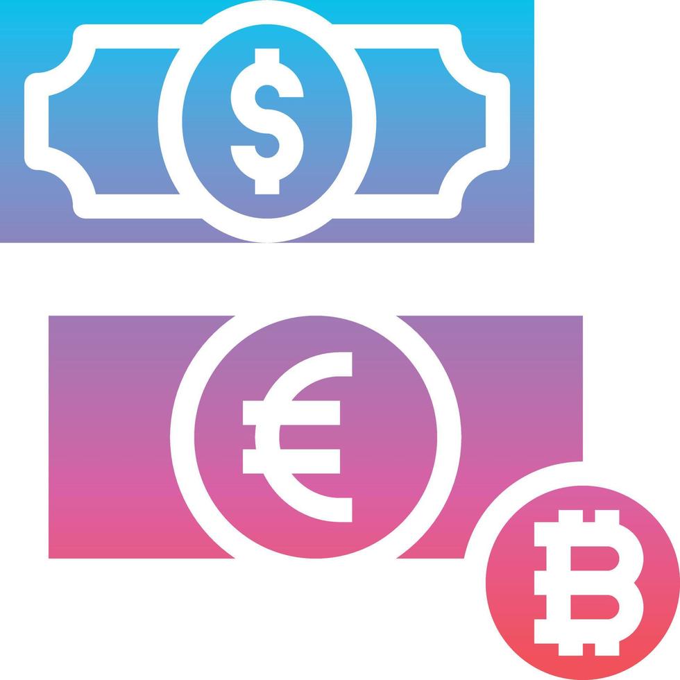 currencies exchange bitcoin dollar - gradient solid icon vector