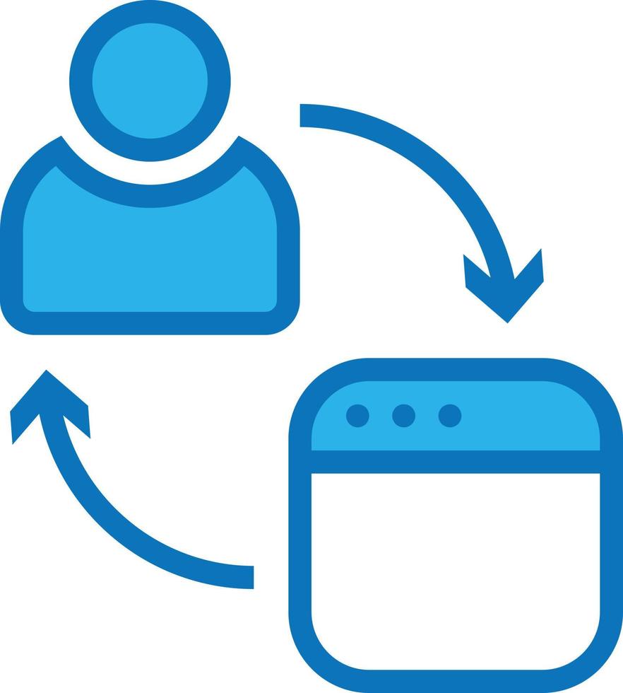 interaction user experience software development - blue icon vector