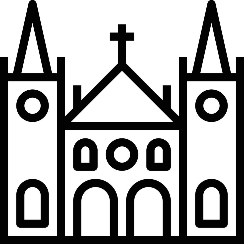 Iglesia monumentos celebración culturas católicas - icono de contorno vector