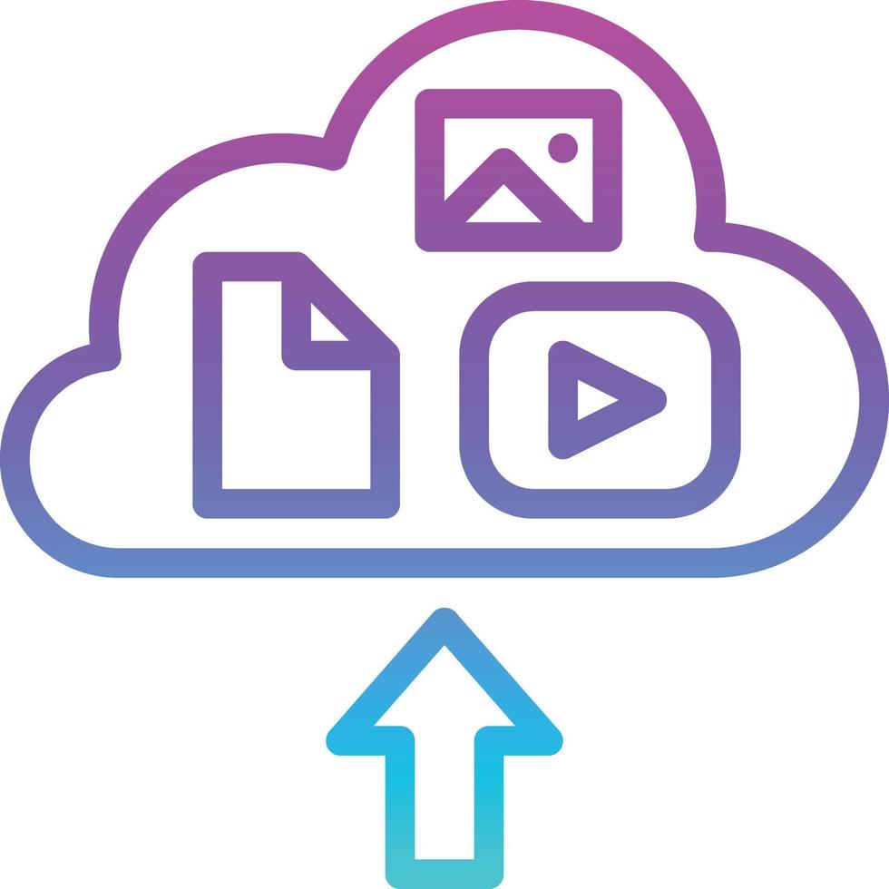 cloud storage upload server multimedia - gradient icon vector