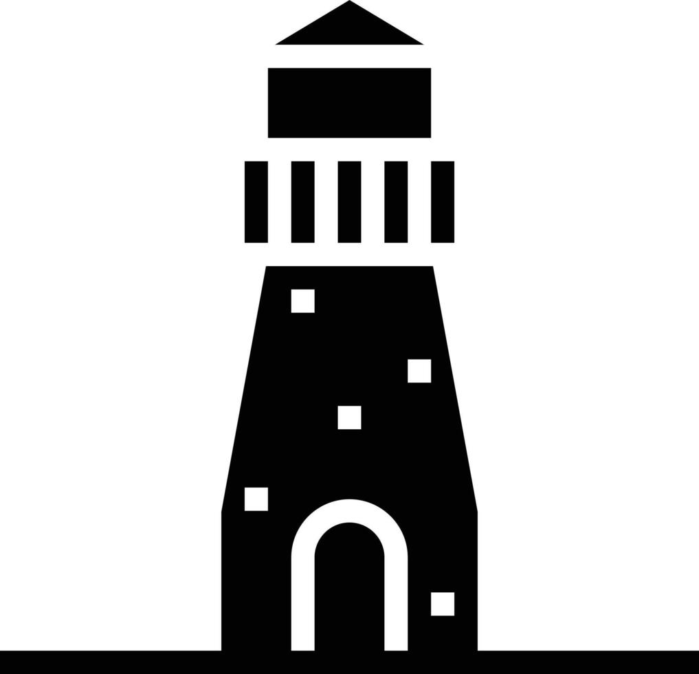 guía de orientación de la torre de la arquitectura del faro y los edificios de la ciudad - icono sólido vector