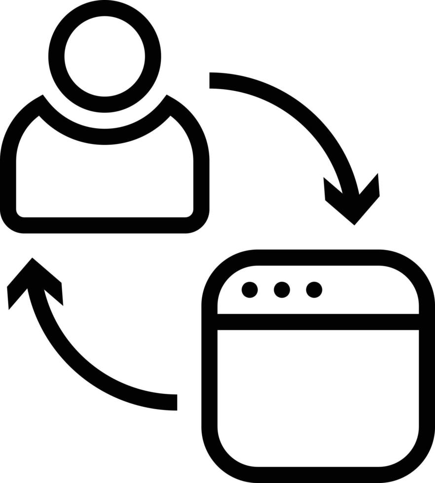 interaction user experience software development - outline icon vector