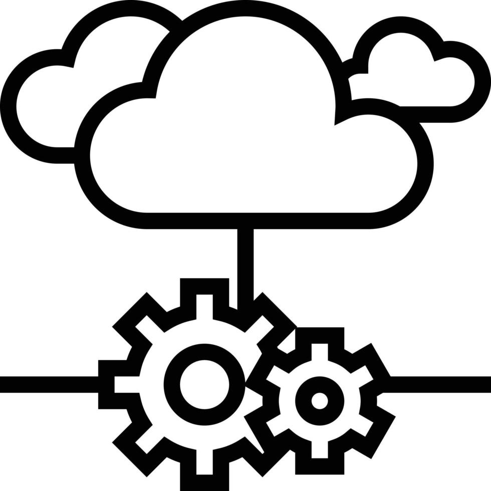 cloud service server software development - outline icon vector