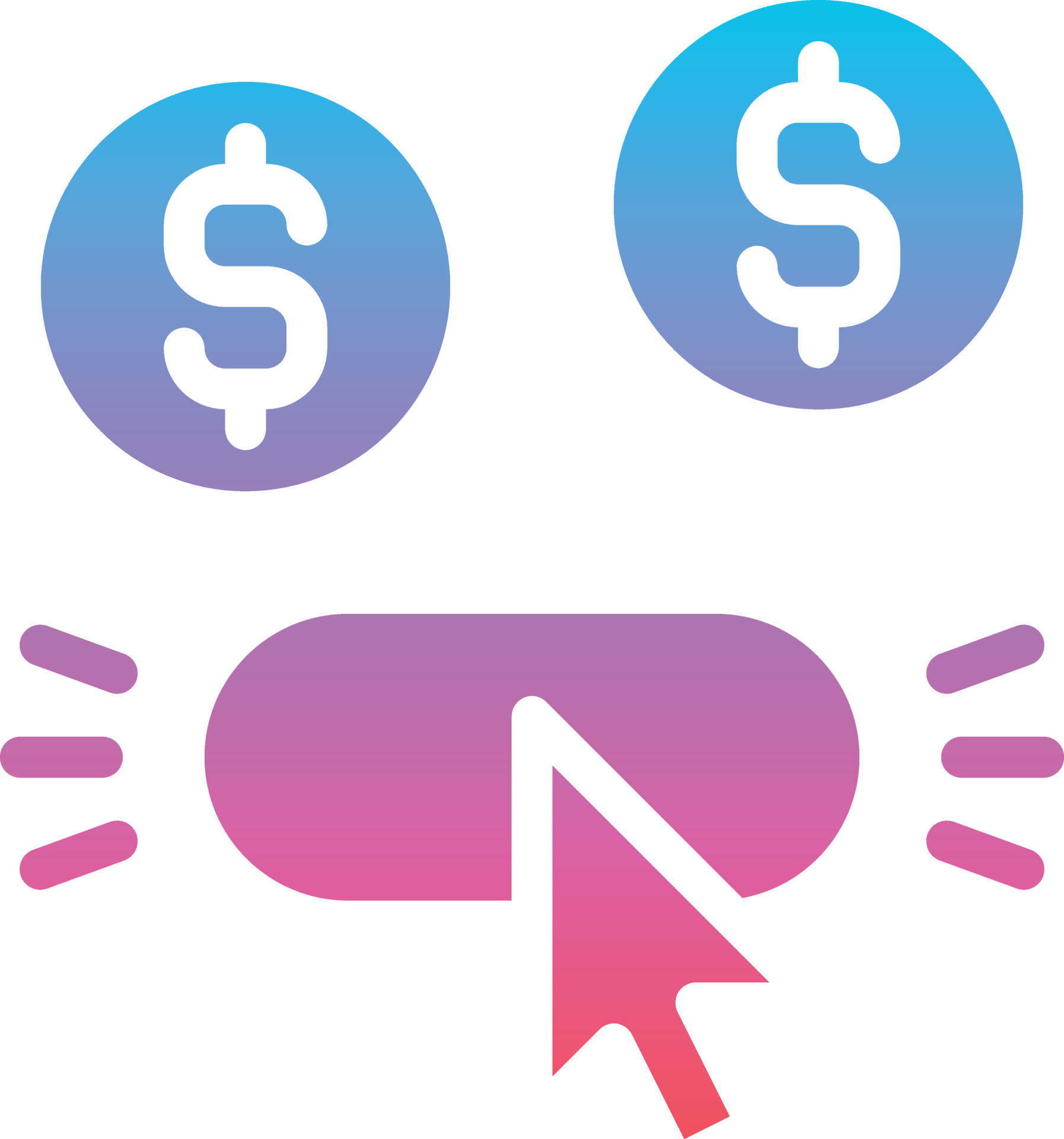 pay per click earn online gradient solid icon 14237663 Vector Art at