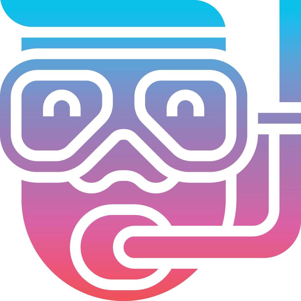 travel sea sports mask summertime diving dive goggle snorkel avatar - gradient solid icon vector