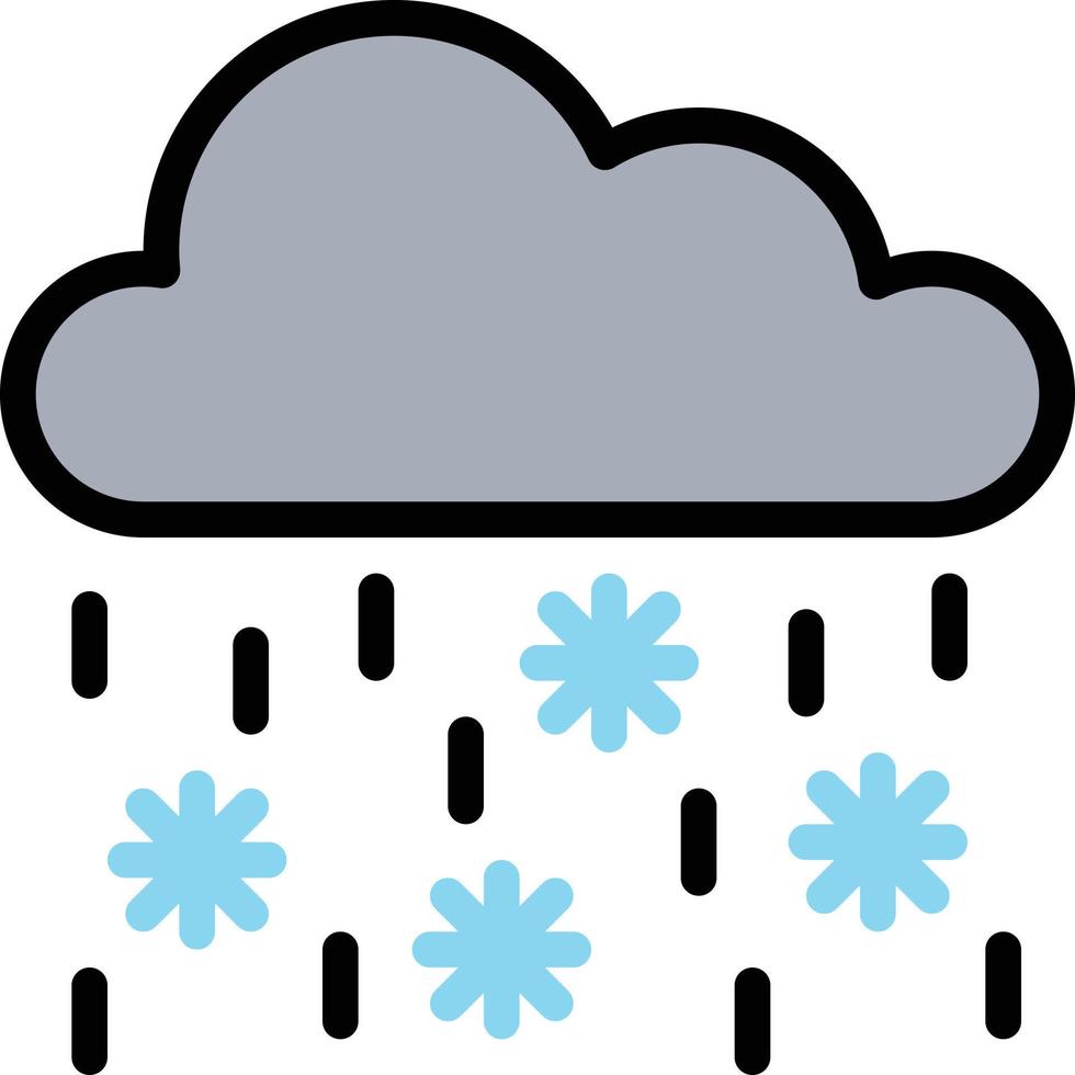 nieve lluvia lloviendo nevando cayendo - icono de contorno lleno vector