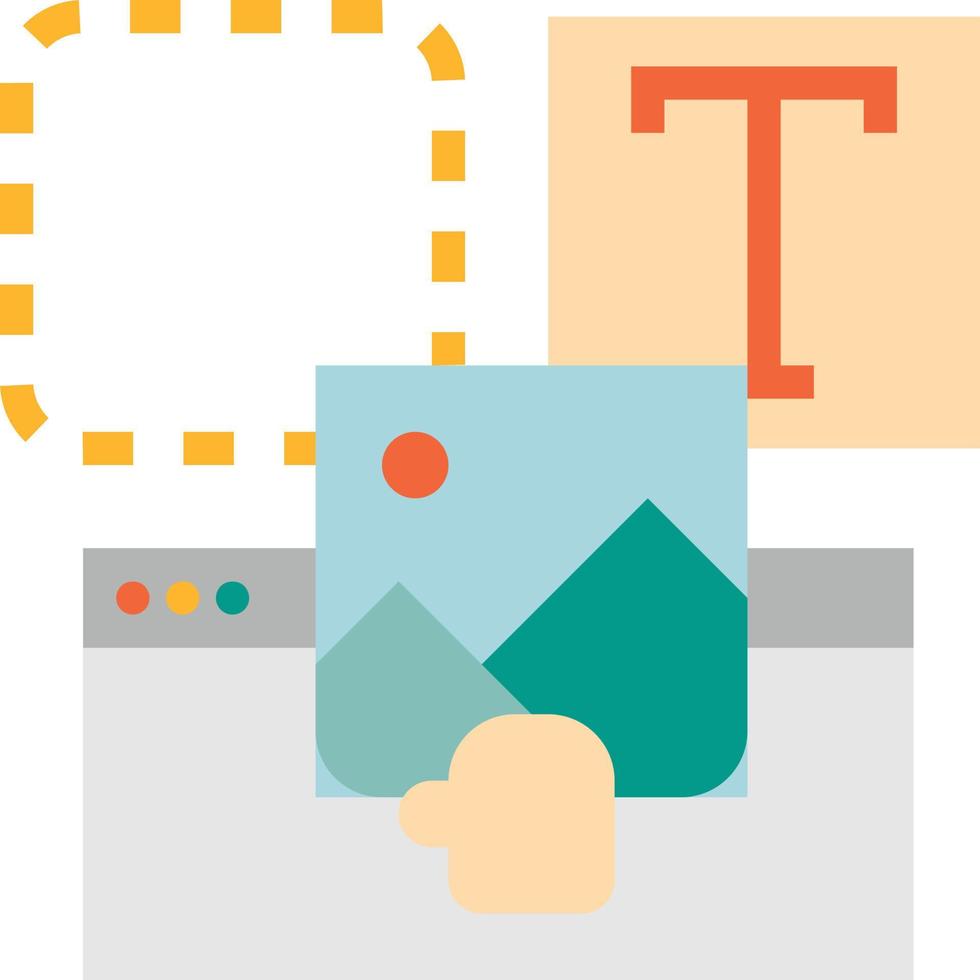 website builder tools drag software development - flat icon vector