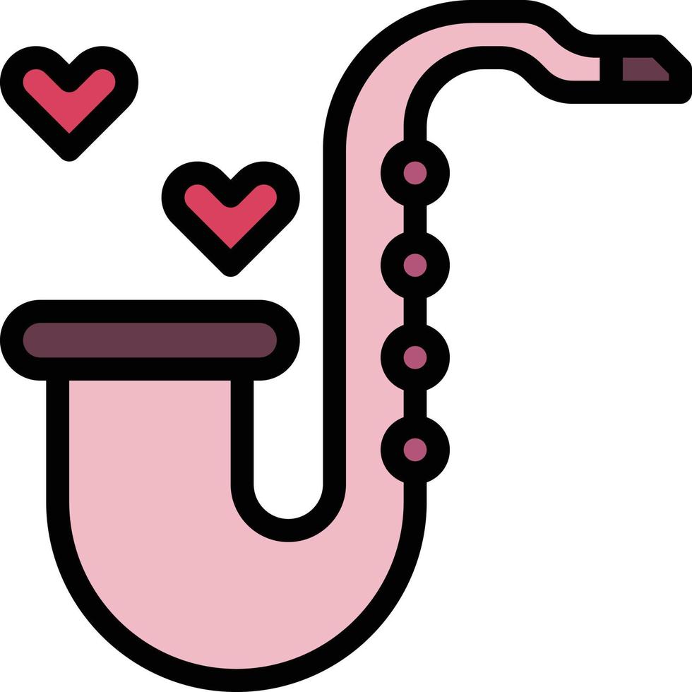 saxophone music love heart saxophone wind instrument romantic music love and romance - filled outline icon vector