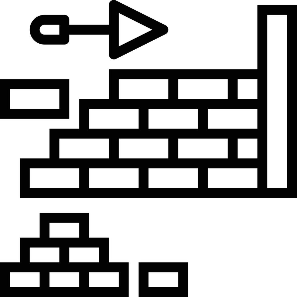 construcción de paredes de ladrillo - icono de contorno vector