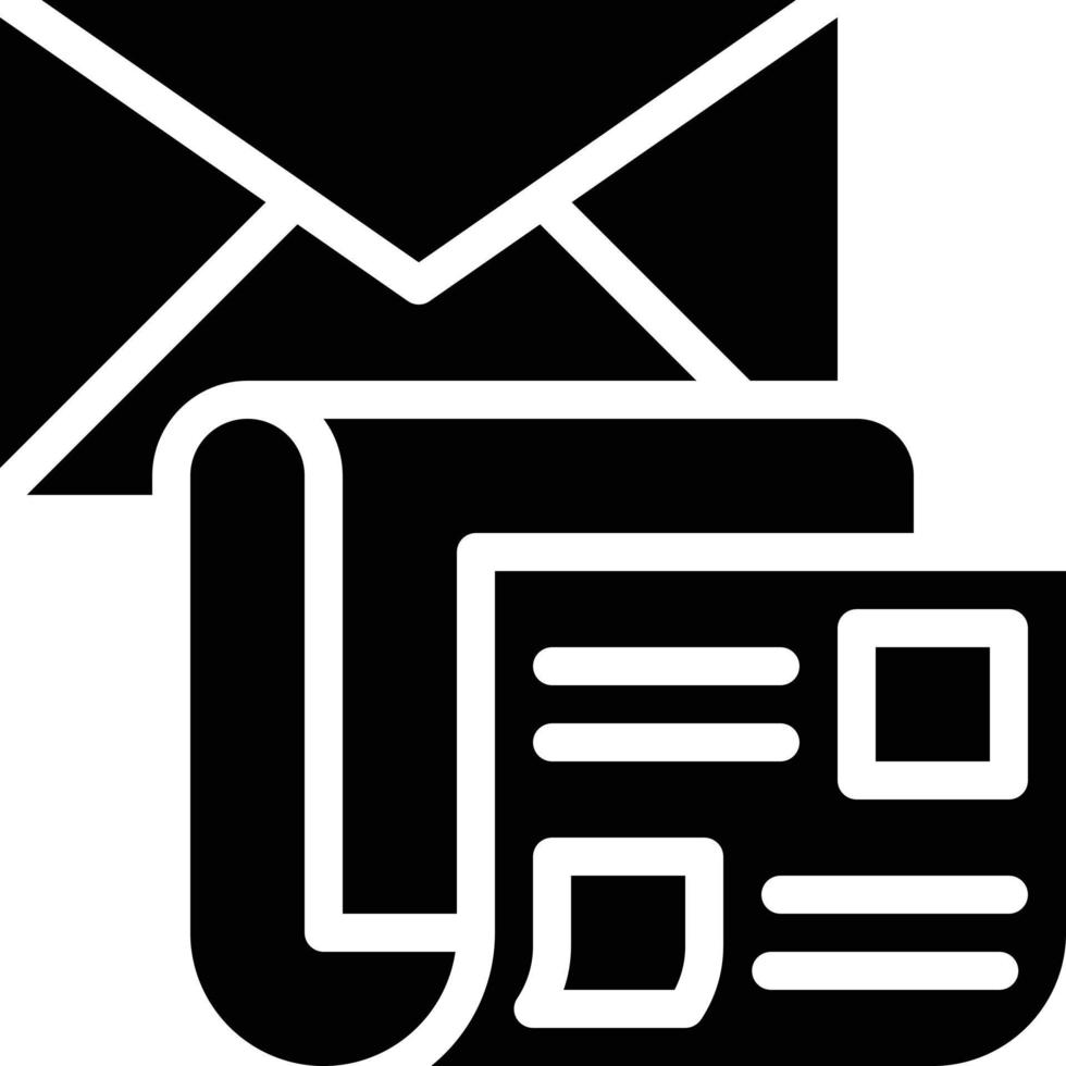 newsletter letter newspaper marketing email - solid icon vector