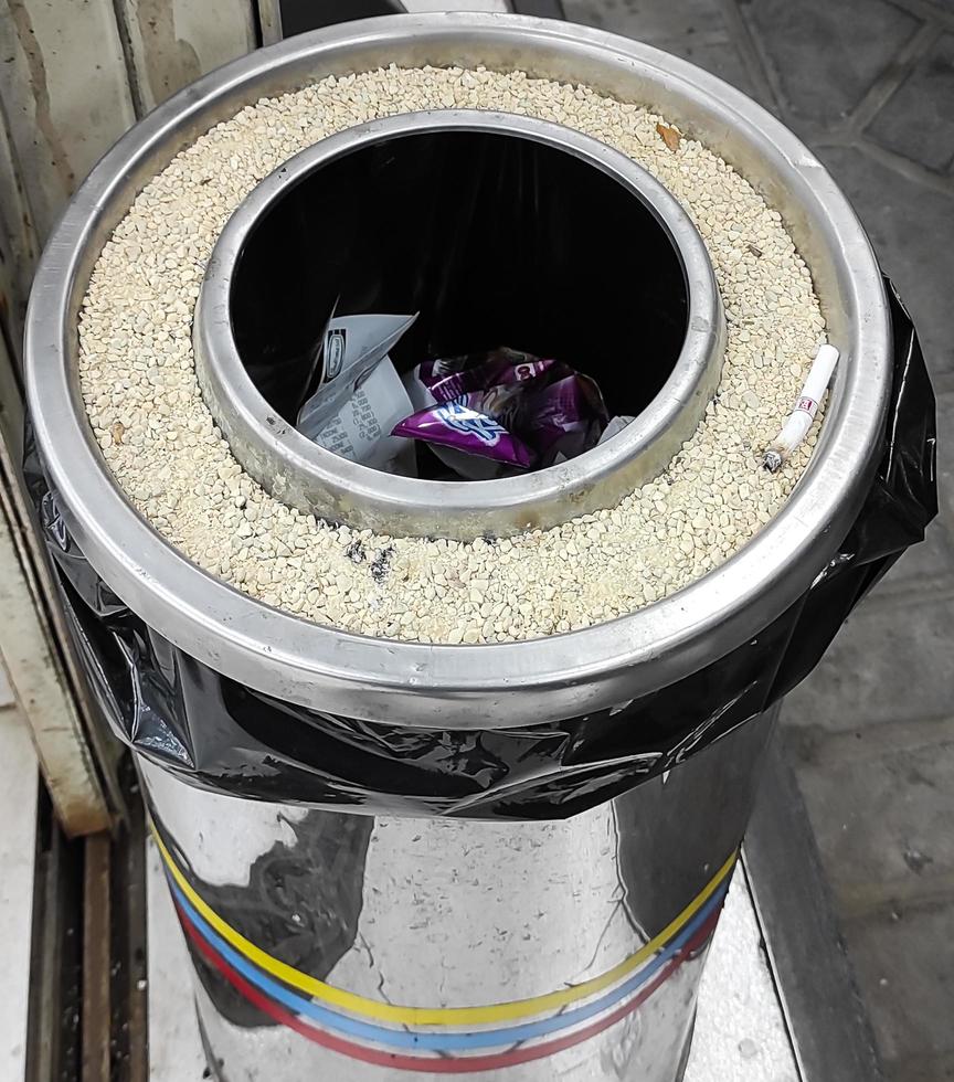 Sidoarjo, Jawa timur, Indonesia, 2022 - close-up photo of the trash can in front of the shop