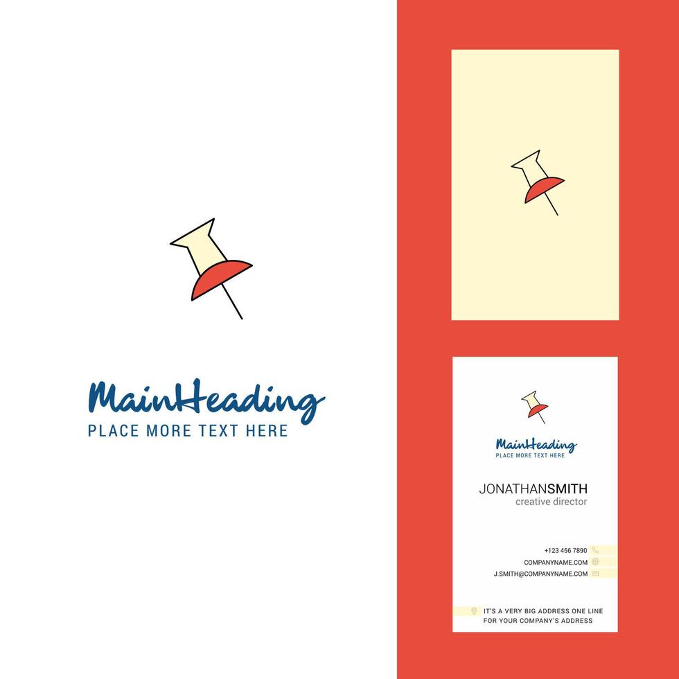 Paper pin Creative Logo and business card vertical Design Vector