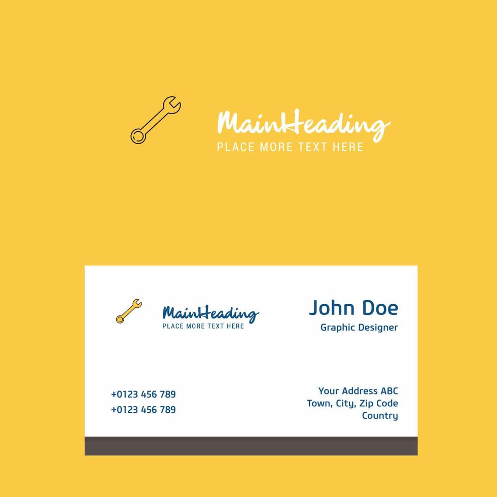 Wrench logo Design with business card template Elegant corporate identity Vector